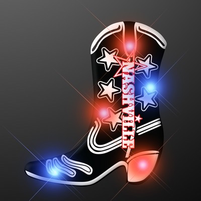 Black Cowboy Boot LED Blinkies Pin - Domestic Imprint