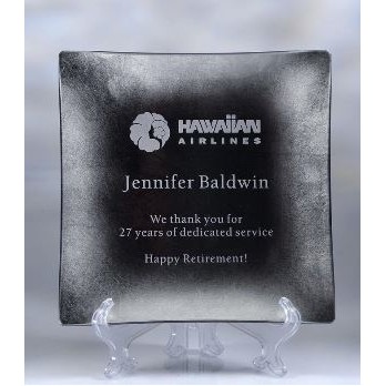 Medium Square Silver Leaf Plate Award