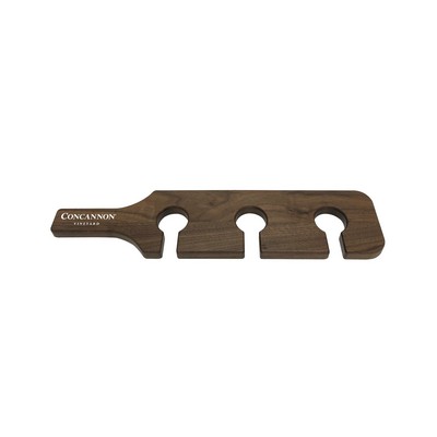 Solid Walnut Wine Flight Paddle w/Three Open Routs