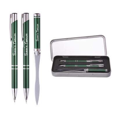 Metal Ballpoint Pen & Pencil with Letter Opener Gift Set