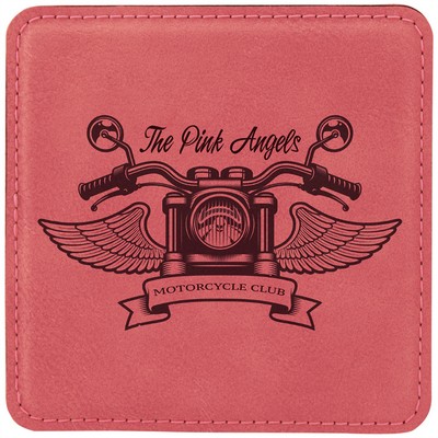 Leatherette Square Coaster - Pink