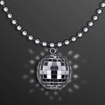 Disco Ball Necklace, Charm on Silver Beads (NON-Light Up) - BLANK