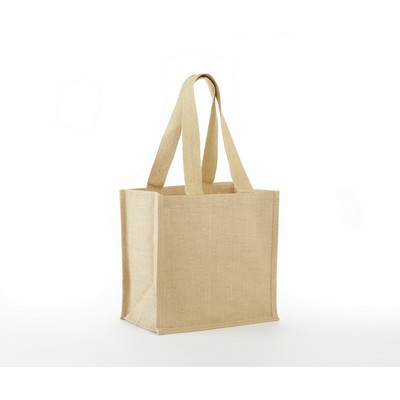 Eco Friendly Wide Bottom Jute/ Burlap Grocery Shopping Tote 12" X 12" X 7-1/2