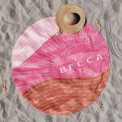 Round Subli-Plush Velour Beach Towel