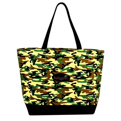 Custom 10 oz Cotton Canvas Tote Bag w/Camouflage Print 21.25"x14.5"x7"