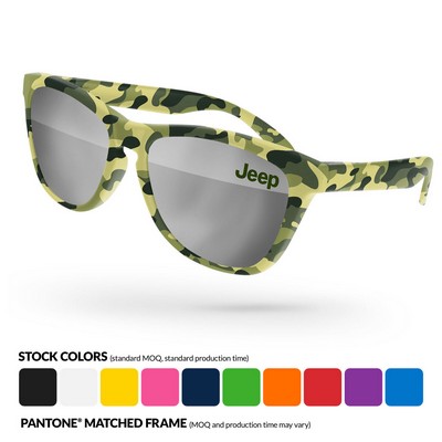 Frog Mirror Promotional Sunglasses w/ Full Frame Sublimation Wrap