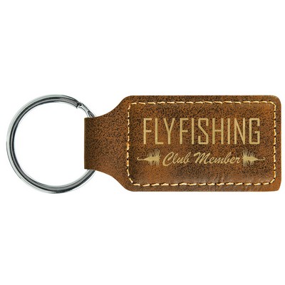 Rectangle Rustic/Gold Leatherette Keychain (2.75" x 1.25")