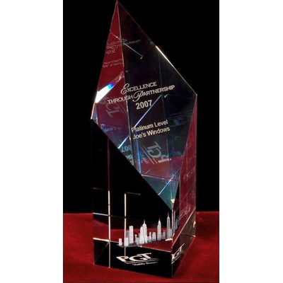 Crystal Diamond Pillar Award w/Custom Etching (6")