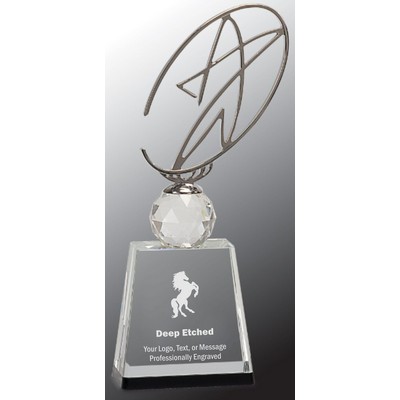 11" Clear/Black Crystal Award with Silver Metal Oval Star