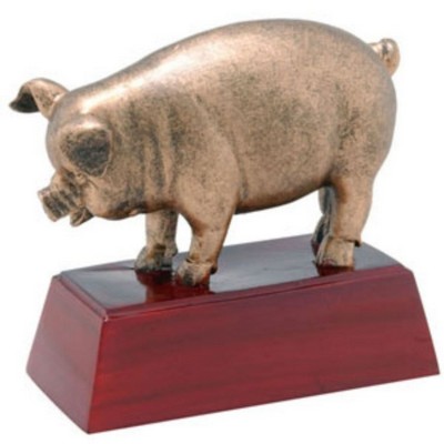 Pig, Antique Gold, Resin Sculpture - 6"