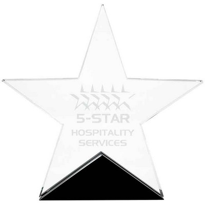 6 3/4" x 6 1/2" Clear Glass Star on Black Base