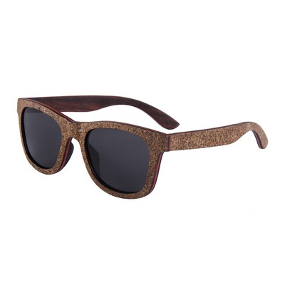 Ebony Wood and Cork Sunglasses - Smoke Polarized Lenses