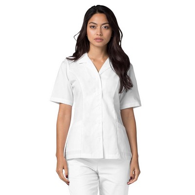 Adar Universal Lapel Collar Buttoned Scrub Top