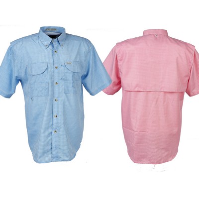 Men's Gingham Short Sleeve Fishing Shirt