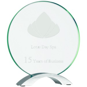 8 1/2" Round Cosmic Glass Award with Silver Base