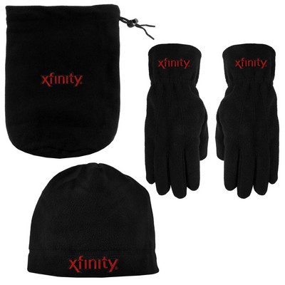 Fleece Bag, Fleece Gloves & Fleece Beanie Combo