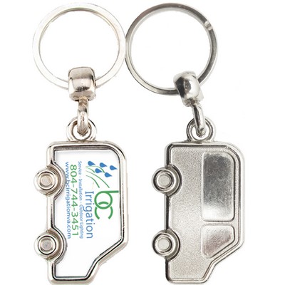 Metal Key Tag, Van Shape with Van Shaped Printed Image on 1 Side