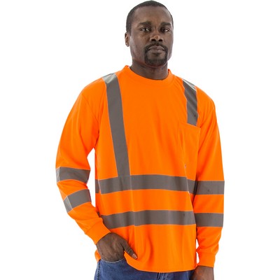 High Visibility Orange Long Sleeve Shirt, ANSI 3, Type R