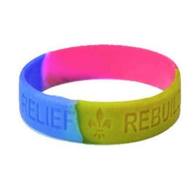 1" Segmented Debossed Silicone Wristband