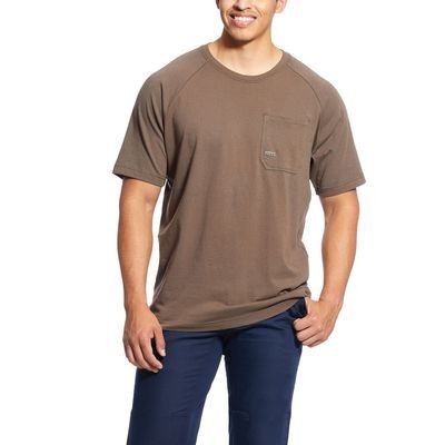 Ariat® Men's Moss Brown Rebar® Cotton Strong™ Short Sleeve T-Shirt