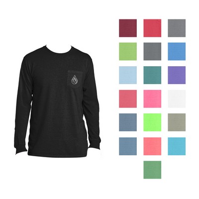 Stylish Pigment-Dyed Long Sleeve Tee with Pocket