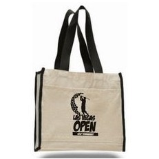 Q-Tees® Canvas Gusset Tote Bag w/Color Handles