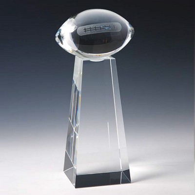 Football Tower Optical Crystal Award/Trophy 8.375"H