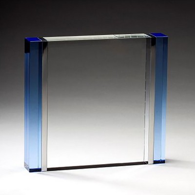 Cool Blue Crystal Self-Standing Rectangle, 6-1/2"x 6"H