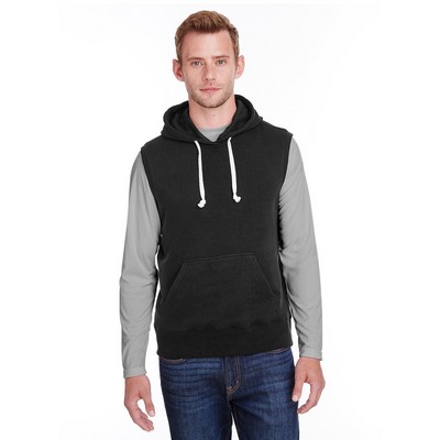 J AMERICA Adult Triblend Fleece Sleeveless Hooded Sweatshirt