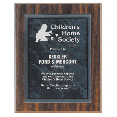 Walnut Finish Plaque with Black Marble Acrylic Plate (9" x 12")