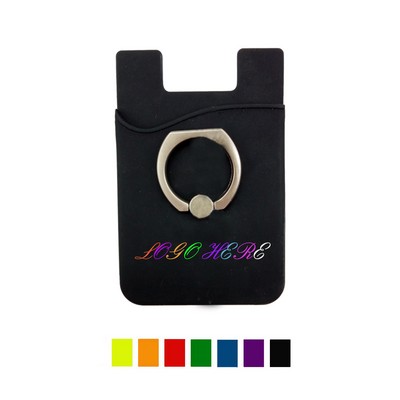 Silicone Adhesive Card Holder W/ Ring