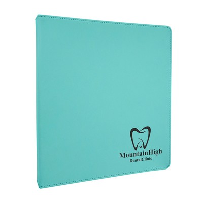 10 ½" x 11 ½" Teal Leatherette 3-Ring Binder w/ 1" Slant D-Rings