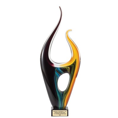 13 ½" Hand Blown Art Glass Sculpture Swirl Pattern Award