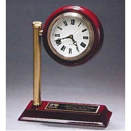 Airflyte® Rail Station Style Desk Clock w/Rosewood-Finish High Gloss Base