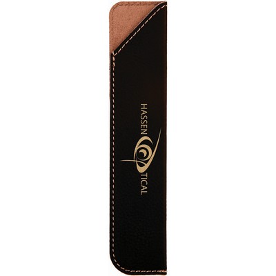 6 1/4" Black/Gold Laser Engraved Leatherette Pen Sleeve