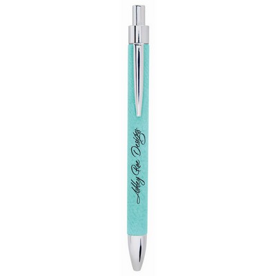 Teal Laser Engraved Leatherette Pen