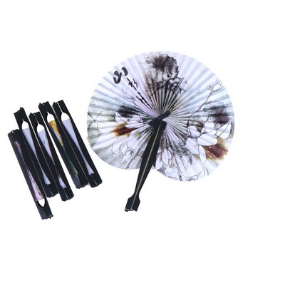 Round Folding Mini Foldable Paper Fan