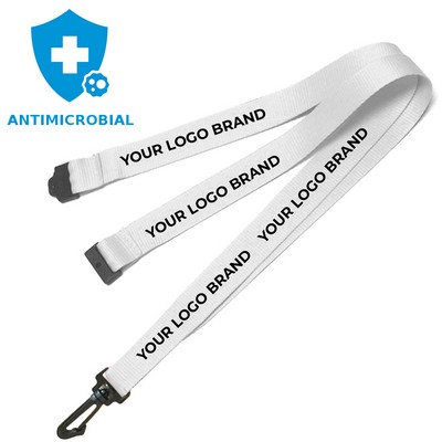 3/4" Antimicrobial Lanyard with Safety Neck Breakaway, Wide Plastic J-Hook and Screen Printed