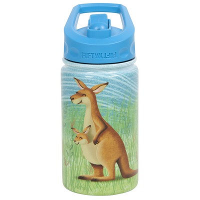 12oz Kangaroo Print Kids Bottle with Straw Lid