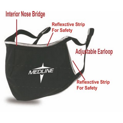 Contour, 3-Layer Cotton Mask with Reflective Silver Trim and Adjustable Ear Loop