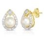 Jilco Inc. Yellow Gold Pearl & Diamond Earrings