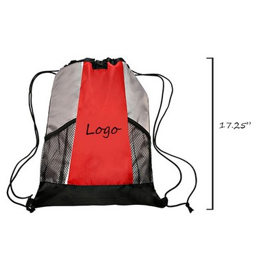 Two-tone Mesh Pocket Drawstring Backpack