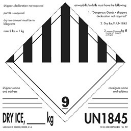 DRY ICE, ____ kg UN1845, Special Handling Paper Labels - 6" x 6"