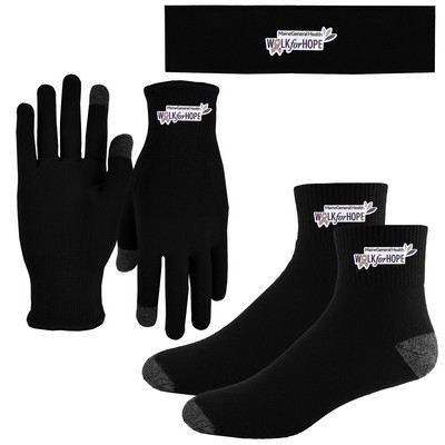 Performance Runners Text Gloves, Headband & Socks Combo