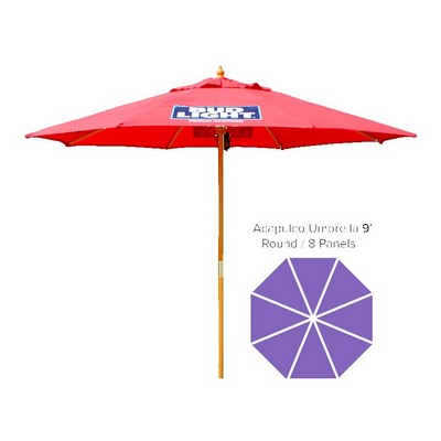 Acapulco Commercial Market Umbrella - 9' Round/ 8 Panels + Wood Pole