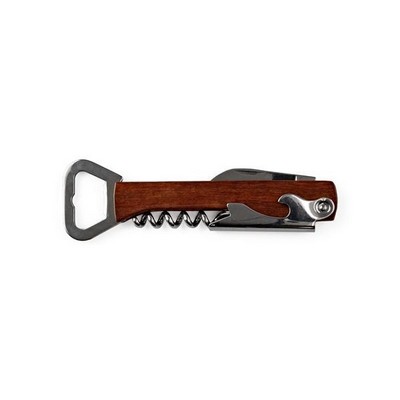 5 1/4" Lux Wooden Bottle Opener & Wine Corkscrew