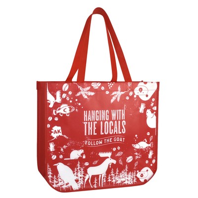 Custom Full-Color Laminated Non-Woven Round Cornered Promotional Tote Bag 16"x14"x6"