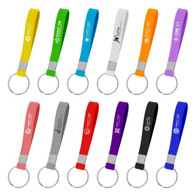 1/2" Silkscreen Silicone Wristband Keychain