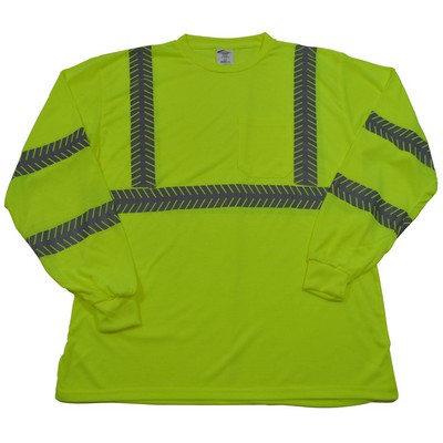 ANSI Class 3 Lime Jersey Knit T-shirt with Breathable Tape, Long Sleeve