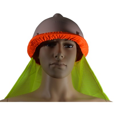 High Visibility Neck Sun Shield for Hard Hats, LIME MESH